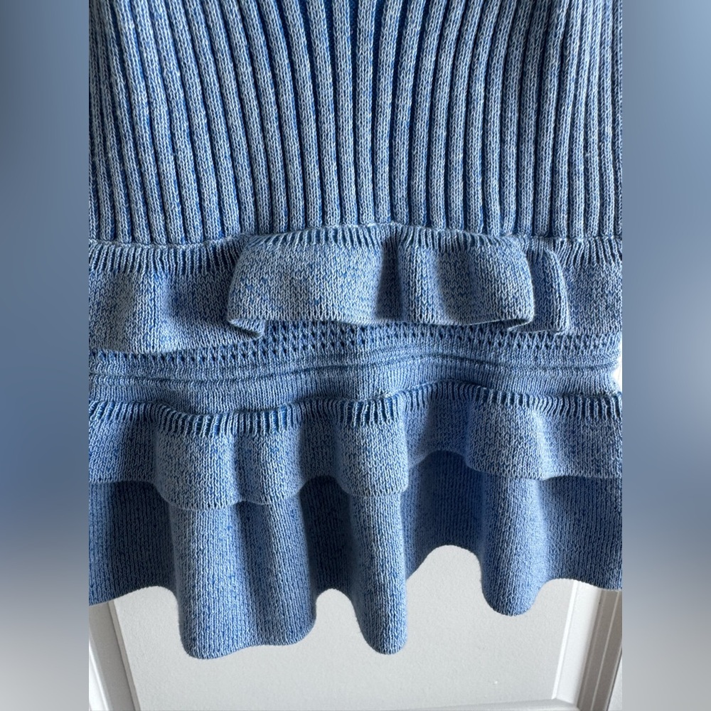 BCBGeneration Light Blue Ruffled Peplum Knit Tank - Picture 3 of 7